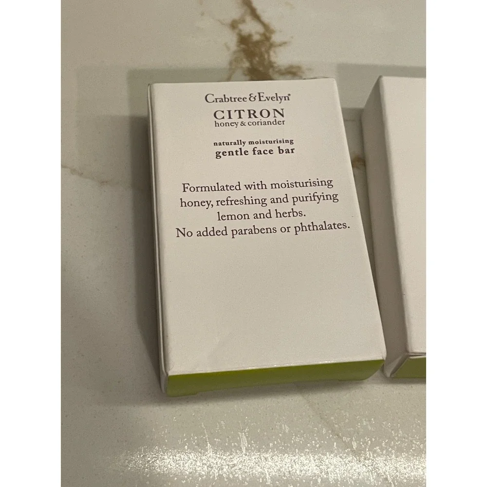 Lot Of 2 Crabtree & Evelyn Citron Honey Coriander Mini Face Bar 1.25 oz/31 g New